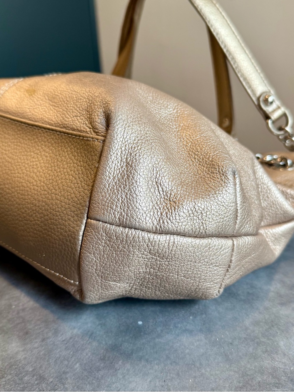 Tignanello Metallic Gold Shoulder Bag with Chain-Strap Accents - Picture 6 of 12